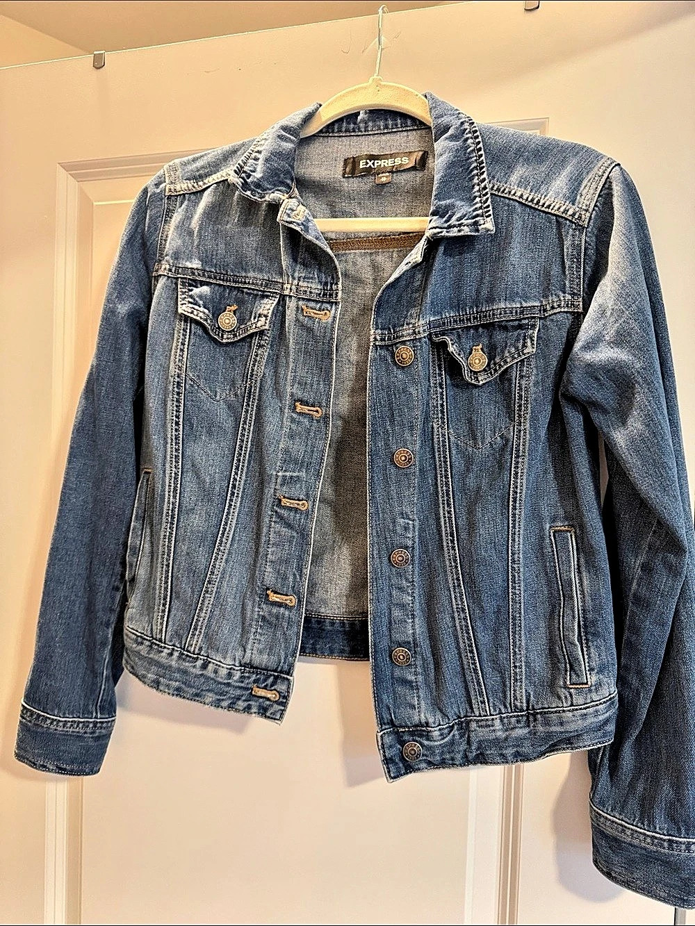 Express Denim Jean Jacket in Blue Size XS